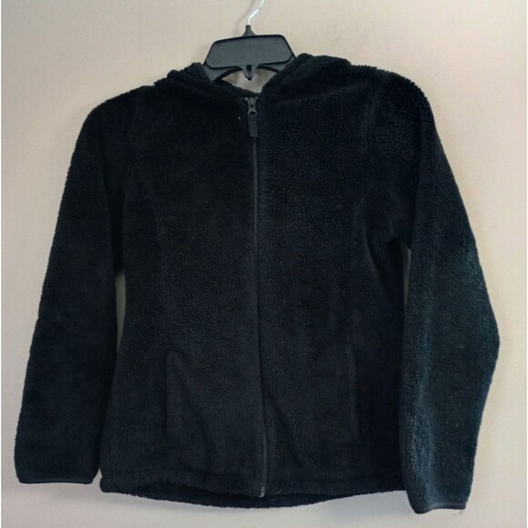 Wonder Nation Black Sherpa Jacket with Hood Size Large 10-12 - Picture 1 of 8